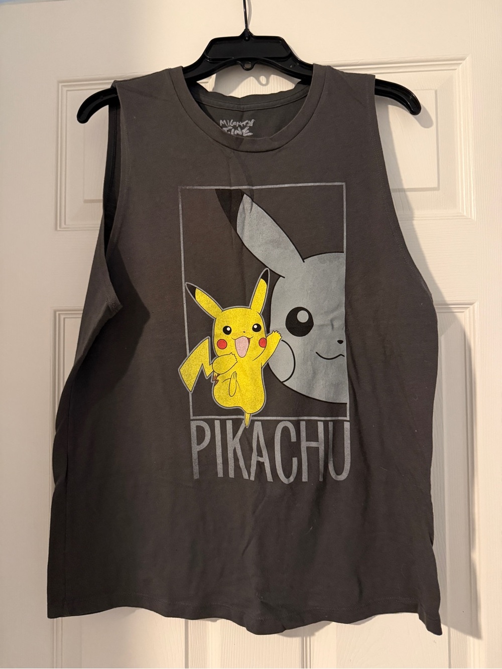 Mighty Fine Charcoal Pikachu Graphic Muscle Tee
